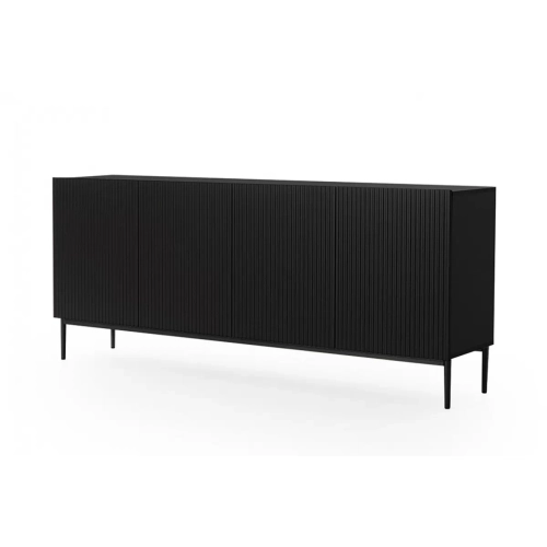 Komoda Nicole 200 cm z metalowymi nogami- czarny mat / czarne nóżki